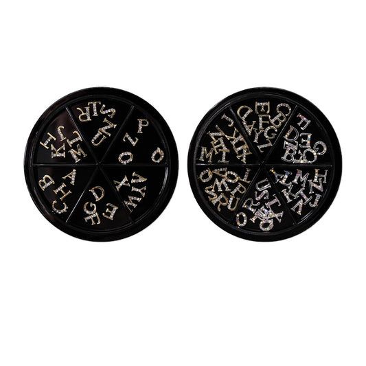 NZJ066 New 26-letter alloy diy jewelry gold and silver diamond-encrusted letter nail jewelry