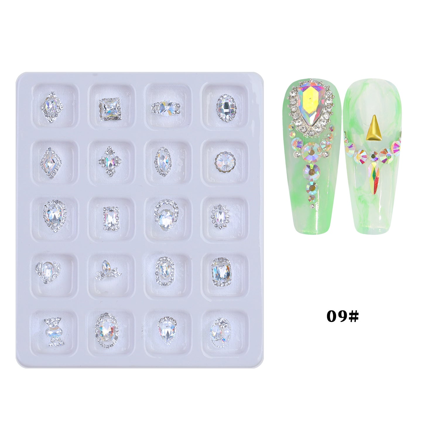 NZJ017 20pcs Blister Packaging Nail Art Rhinestone Alloy Inlaid Love Butterfly Nail Art Jewelry