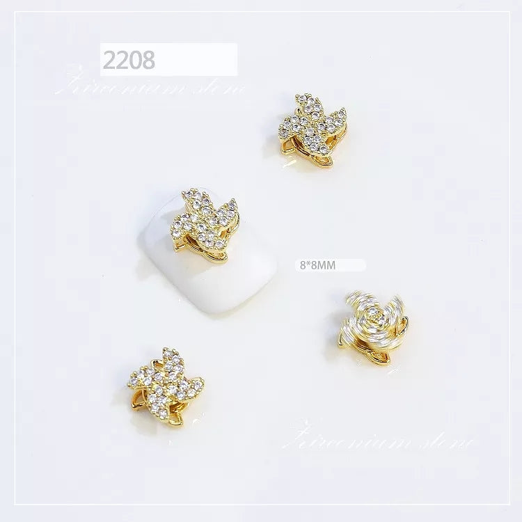 NZJ033 Boutique Nail Arts Windmill Zircon Nail Charms Rotatable Rotary Drill Spinner Women Beauty Finger Nail Sticker Fashion Jewelry