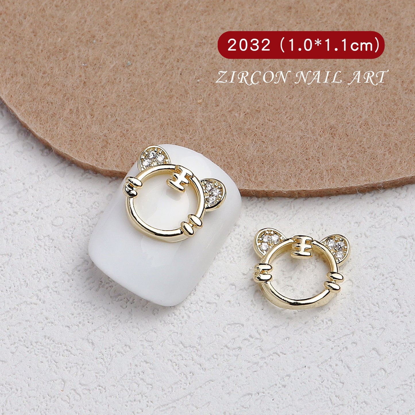 NZJ055 Nail Art Tiger Year Jewelry New Year Rhinestone Super Flash Zircon Rich Fortune Lucky Cat Nail Decoration