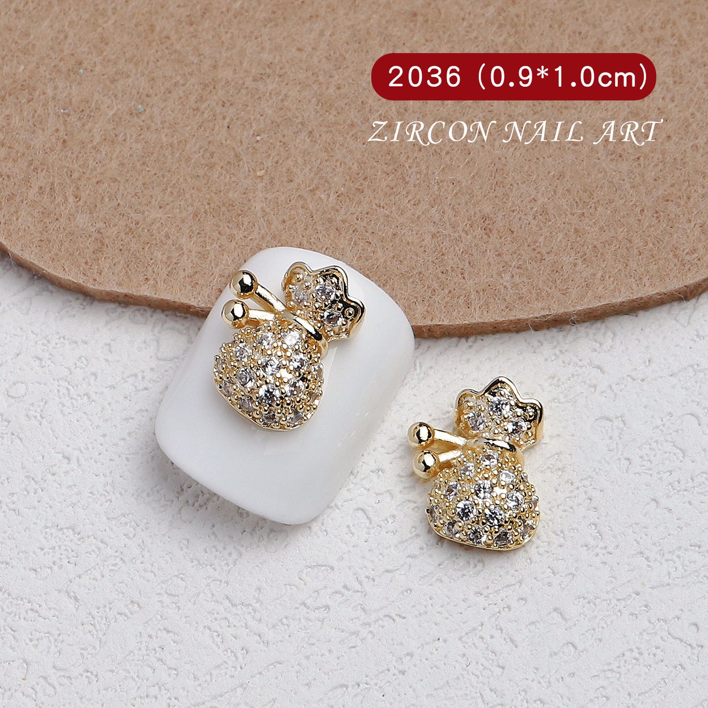 NZJ055 Nail Art Tiger Year Jewelry New Year Rhinestone Super Flash Zircon Rich Fortune Lucky Cat Nail Decoration