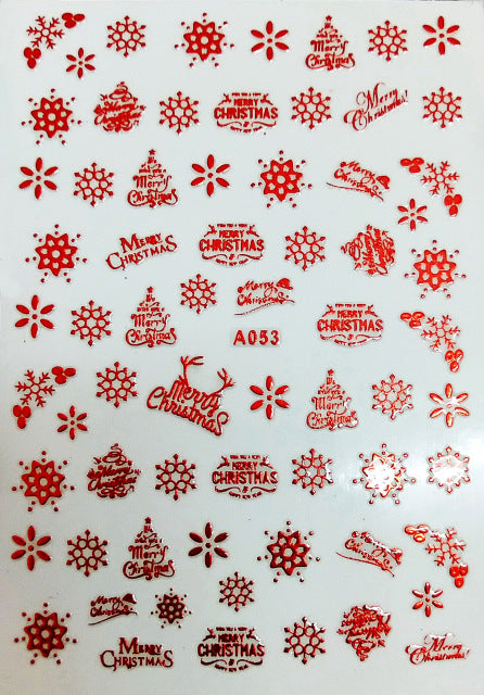 NS5D028  ForLife 3D Nail Art Christmas Slider Wraps Snowflake Elk Santa Adhesive Flame Sticker Red Gold Manicure Nails Designs
