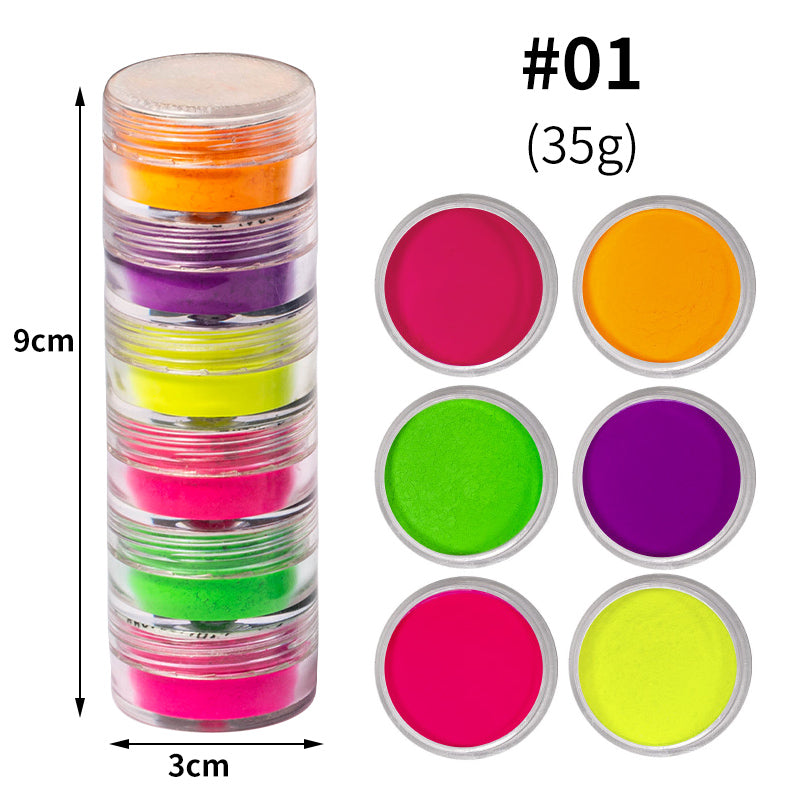 FNP076 Hot packaging 4 styles color fluorescent fireworks nail powder used for nail art decoration