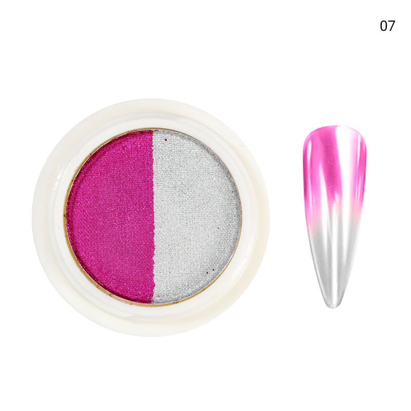 FNP046  Eco friendly Double Color Nail Glitter Mirror Powder Nail Art Pigment Dust Laser Magic Acrylic Power