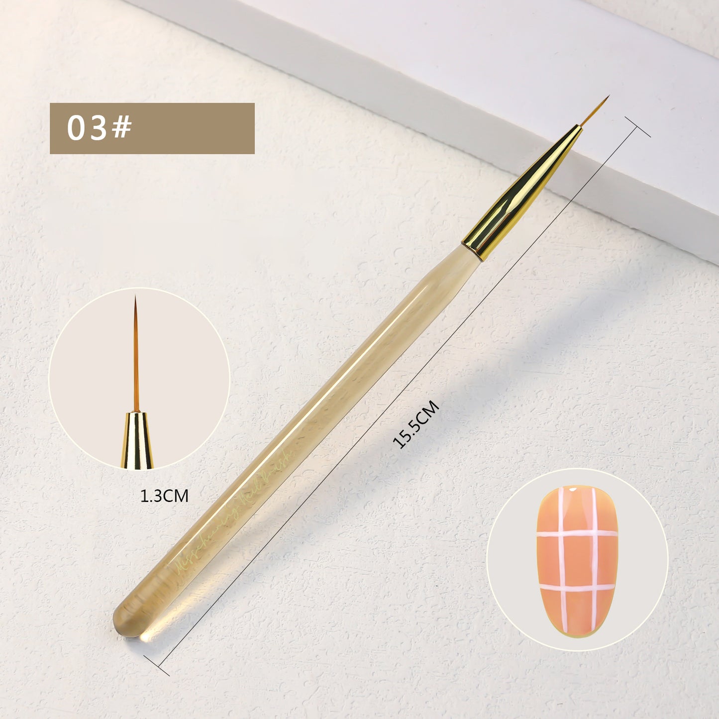 NBR046 New Simple Ice Transparent Brown Acrylic Nail Art Brush Flat Head Round Head Nail Art Paint Pen