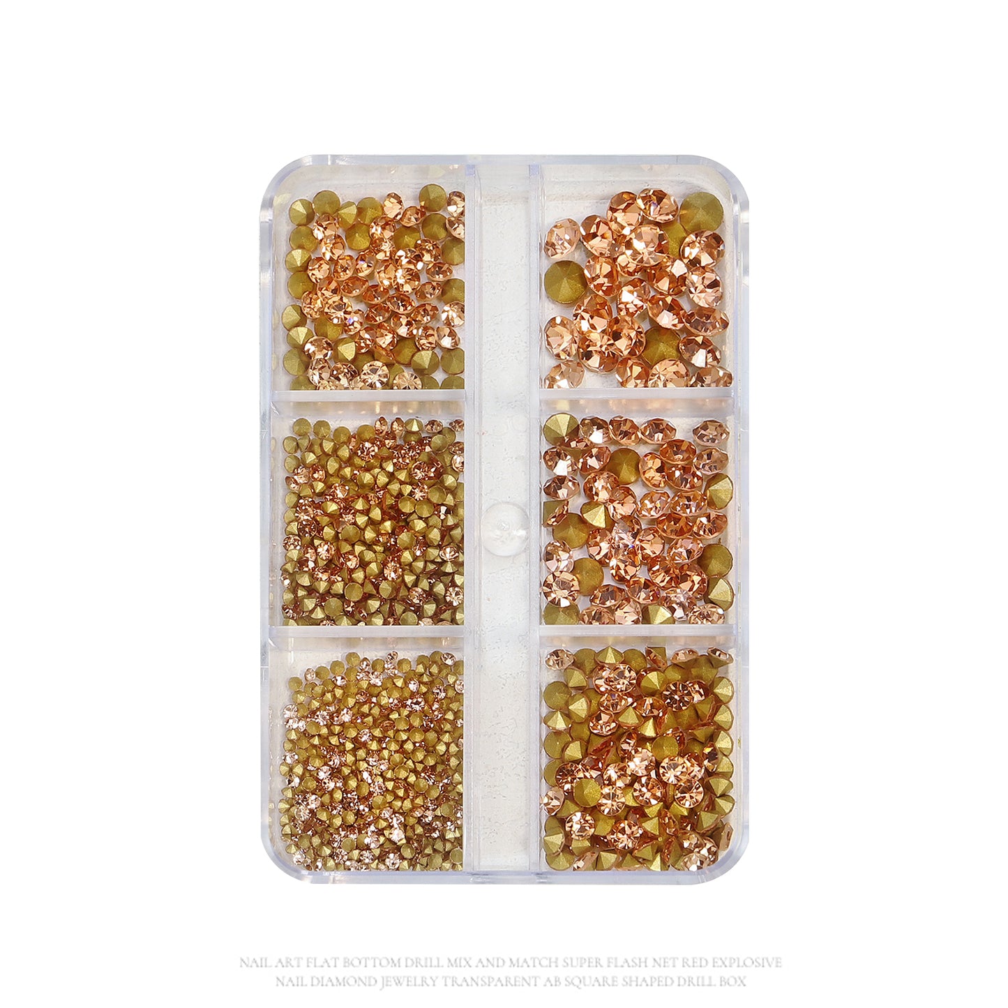 NRS031 6 grids/box pointed bottom colored glass rhinestones pink blue nail art rhinestone decoration