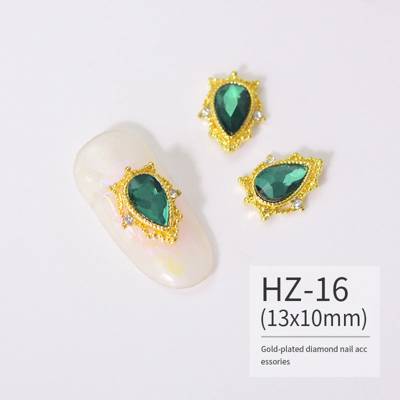 NZJ004 Luxury Metal Heart Alloy Nail Charms 3D Nail Art Rhinestone Crystal Zircon For Manicure Decoration Accessories