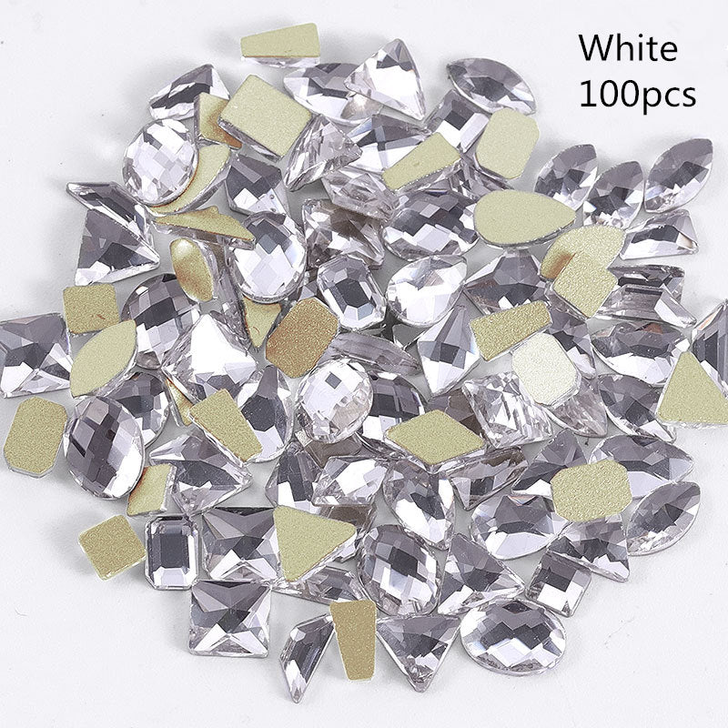 NRS003 ForLife Pear Nail Mix Color Rhinestones Gems Diamond Gold Bottom Flat Back Strass Stone 3D Charms Nails Accessories