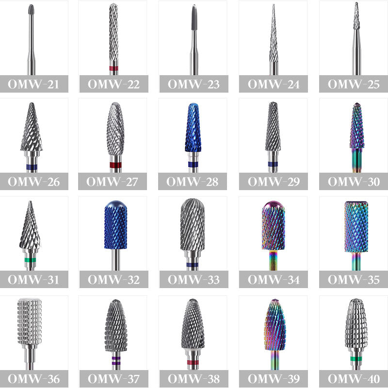 NDB037 Tungsten Carbide Nail Drill Electric Rotary Milling Cutter Bit for Manicure Dead Skin Gel Remove Nail Art Tools