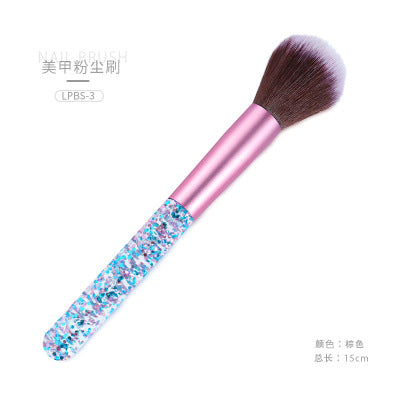 NBR015  Soft Fluffy Dust Clean Acrylic Nail Art Brush Pen Glitter Powder Remover Sequins Handle Manicure Brushes Blush Makeup Tools