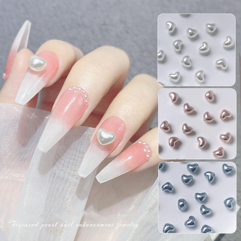 NRS033 Nail Art Love Pearl Jewelry 2022 New 3D Heart Nail Decoration 20pcs/bag