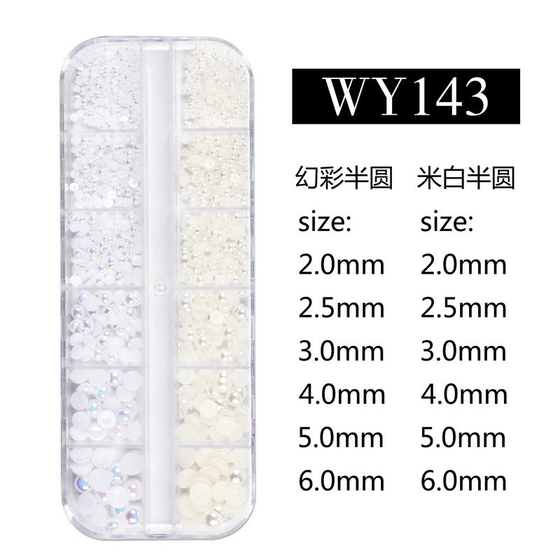 NDE006 ForLife Mixed Pearl Ornaments Rice White Pure White Illusion Color Flat Bottom Round Nails UV Gel 3d Nail Art Decoration