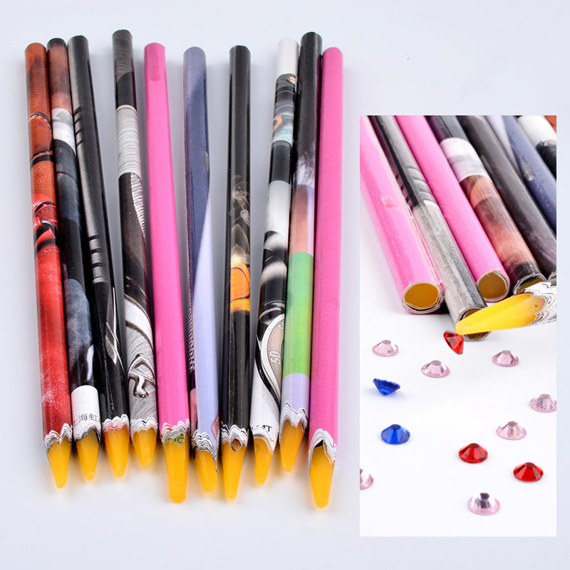 NBR027 1 pcs Nail Art Tools Rhinestones Gem Picking Crystal Wax Pencil Pen Picker Nail Art Decoration Dotting Tool Make up