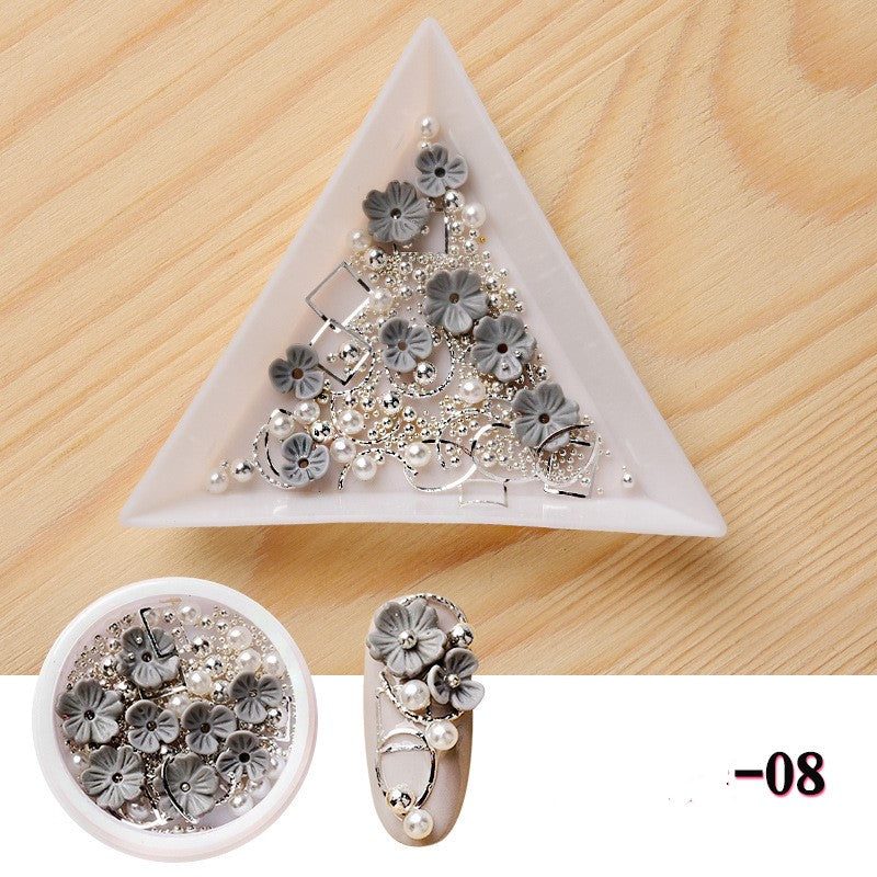 NDE015 ForLife 3D Nail Art Rhinestones Decoration Five Petals Flower Gold Pearls Decorations Nail Art Sticker Tool Manicure Art