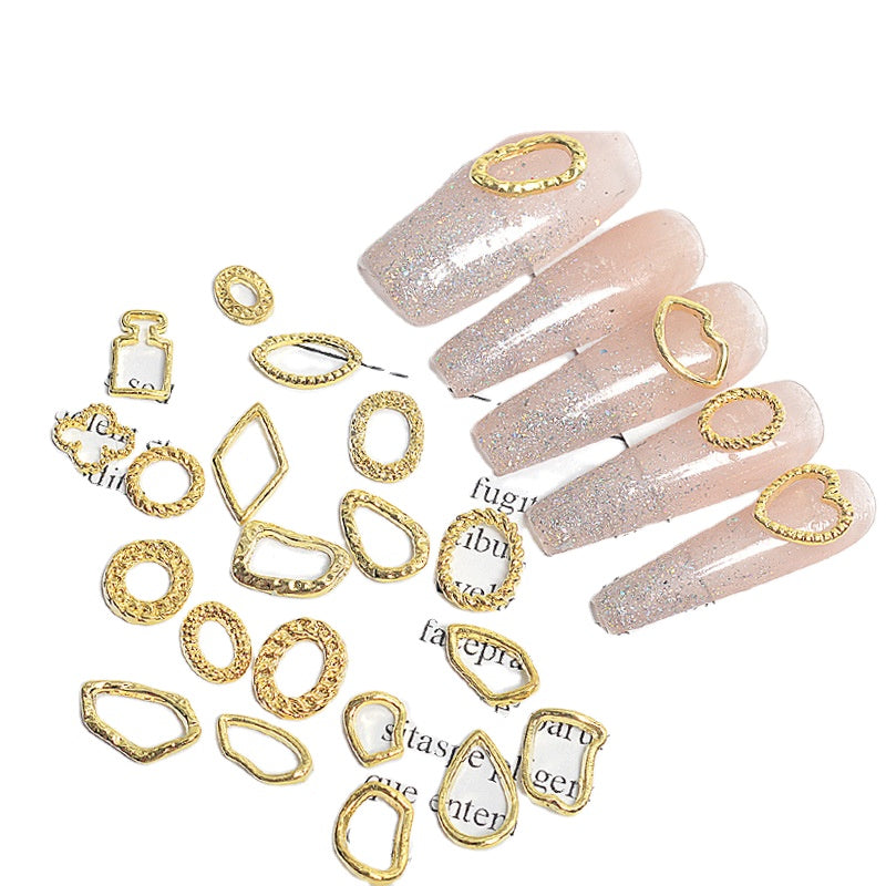 NZJ038 Nail geometry metal heart oval perfume bottle diamond matching nail jewelry