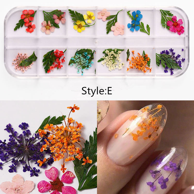 NDE001 ForLife Mix Dried Flowers Nail Decorations Jewelry Natural Floral Leaf Stickers 3D Nail Art Designs Polish Manicure
