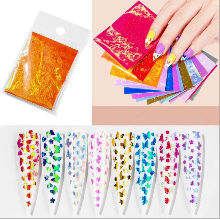 NS5D020  ForLife lip flame finger nail art sticker adhesive holographic fire hollow stickers for 5D nail sticker Water Decals