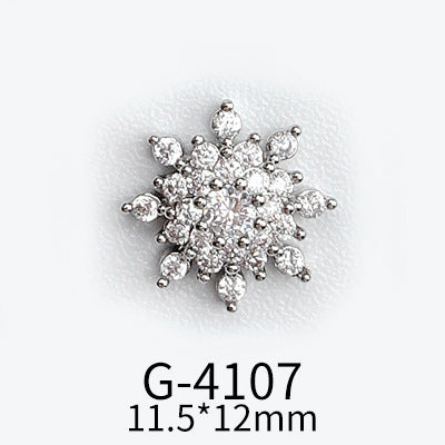 NZJ040 Christmas Nail Art Zircon Charms 3D Snowflake Nail Glitter Sticker Supplies Accessories Shiny Xtmas Nail Rhinestones Jewelry