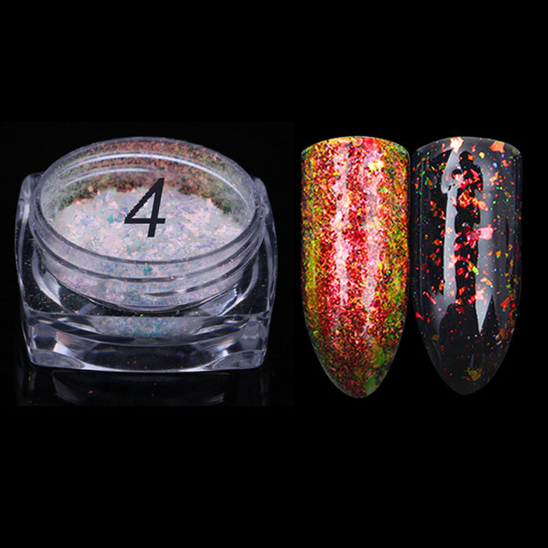 FNP054 12 Colors Magic Mirror Acrylic Powder Nail Art Laser Colorful Transparent Powder Nail Art Decoration