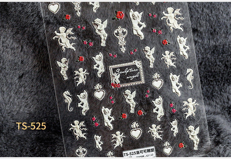 NS5D001 New Summer Nail Leave 5D Nail Sticker Adhesive Decal Summer Drinking Fruit Slider Laser Nail Art Decoration Manicure Wrap 3D