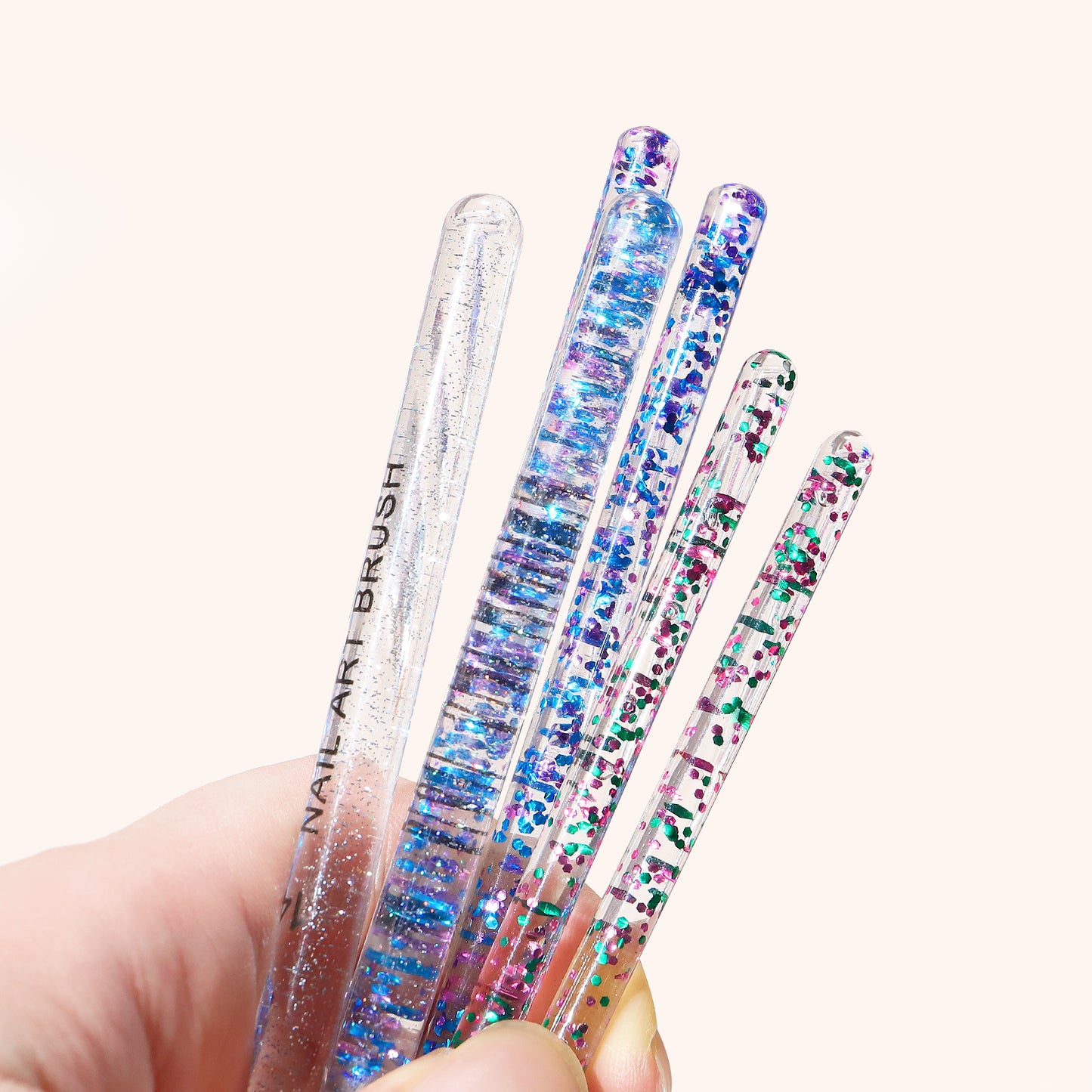 NBR038 20pcs Sequins Crystal Nail Brush Set Acrylic Handle Nylon Hair Carved Line Nail Art Painting Pen Nail Dotting Pen Set