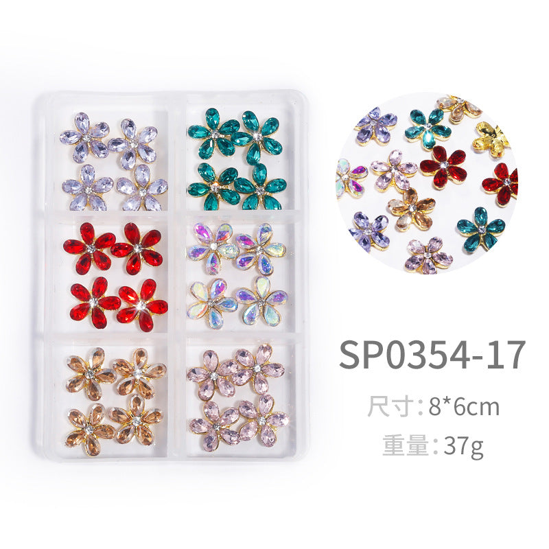 NZJ064 New Snake Planet Zircon Rhinestone Six-Grid Alloy Jewelry Wholesale 2022 New Nail Art Alloy Jewelry Vintage big drill pile drill