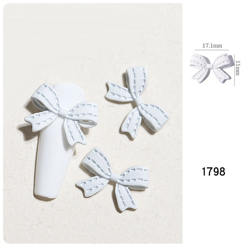 NDE061 ForLife nail art accessories three-dimensional spray paint butterfly red ribbon 3D alloy bow decoration