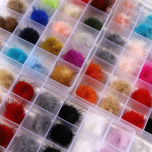 NDE060 Pompoms Plush Heart 3D Nail Art Decorations Soft Hairball Detachable Magnet Fashion Jewelry Manicure Design Accessories