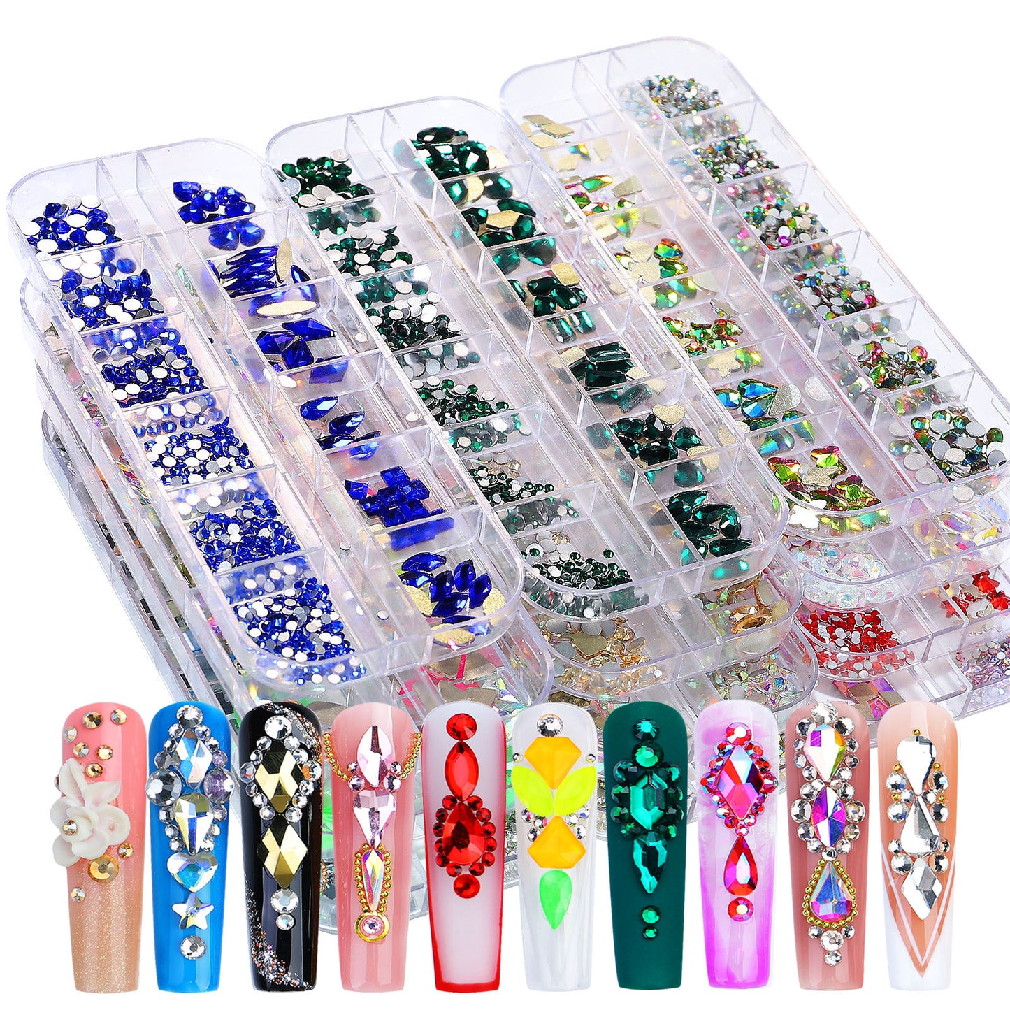 NRS027 ForLife Flat Bottom Glass Nail Rhinestones Decorations Crystal 3d Nail Art Accessories Shaped rhinestones