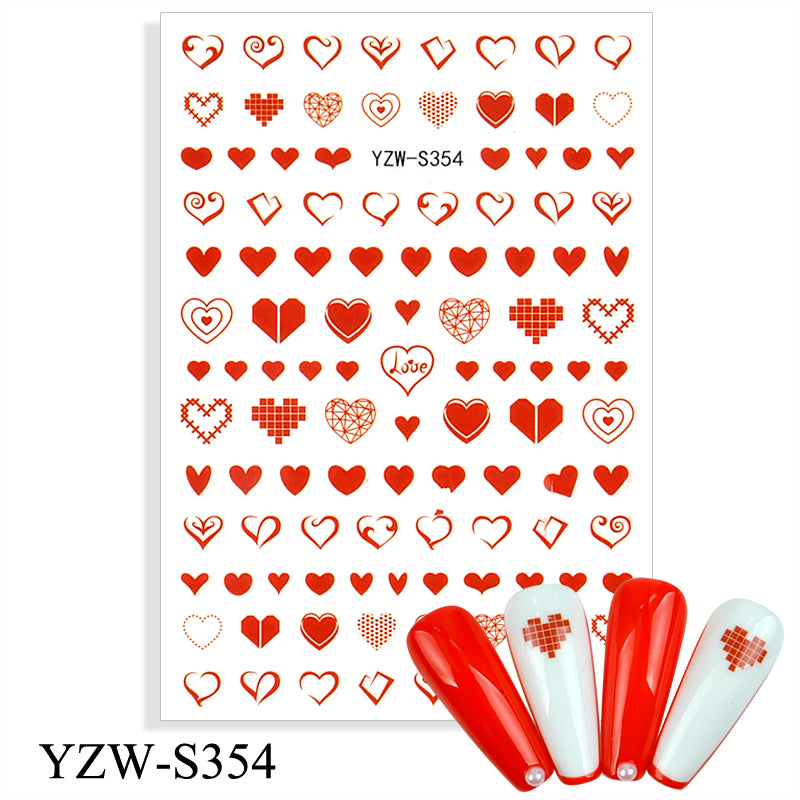 NS5D005  New Valentine's Day Love Flower Red Lip Sticker Nail Decoration