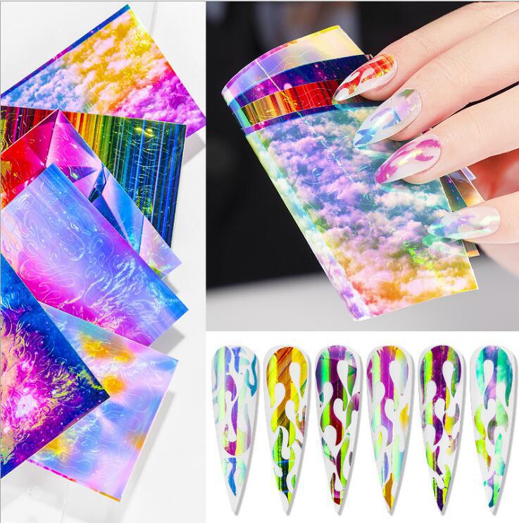 NS5D020  ForLife lip flame finger nail art sticker adhesive holographic fire hollow stickers for 5D nail sticker Water Decals