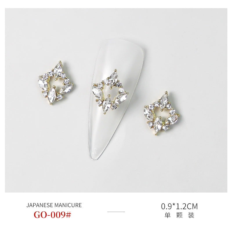 NZJ069 3D Designer Luxury Zircon Crystal Rhinestone Nail Charms Kawaii Gold Metal Alloy Charms for Nail Jewelry