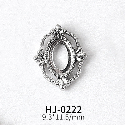 NZJ044 Gold Heart Rectangle Waterdrop Metal Frame with Rainbow Shell Nail Alloy Art Charms Deco Nail Stickers Decals Tools