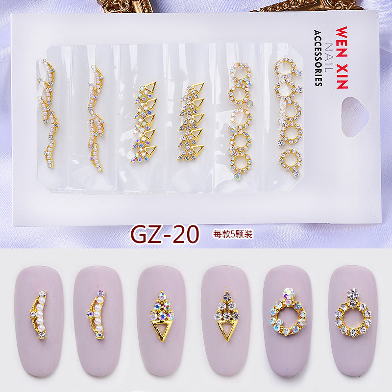NRS007 ForLife 6 Grid Pack Flatback Nail Art Crystal Rhinestones Zircon Decorations 3d Alloy Retro Nail Accessories DIY tools