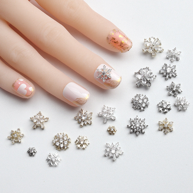 NZJ040 Christmas Nail Art Zircon Charms 3D Snowflake Nail Glitter Sticker Supplies Accessories Shiny Xtmas Nail Rhinestones Jewelry