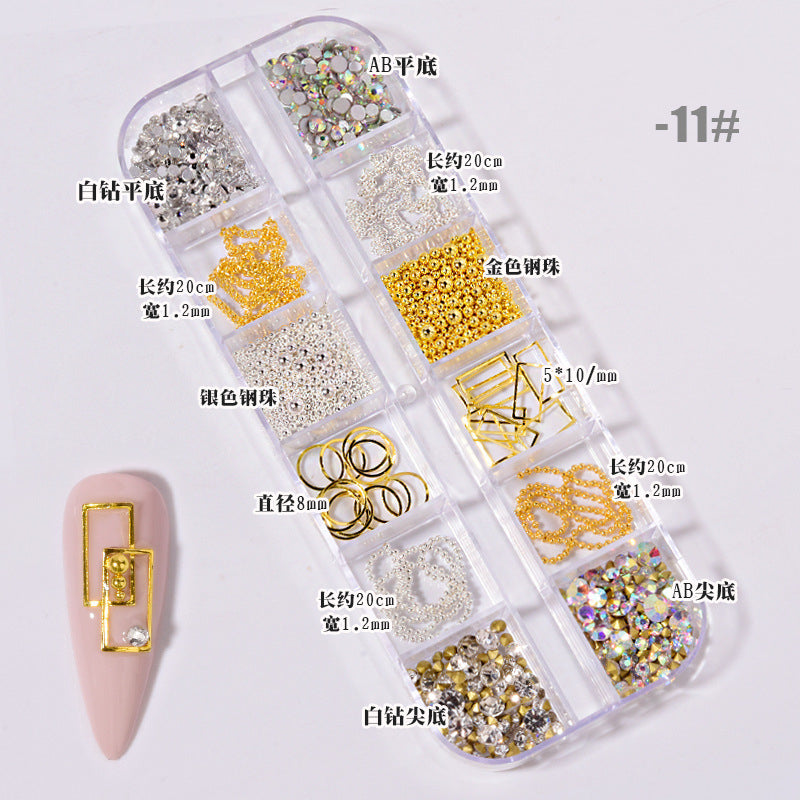 NRS022 ForLife New Nail Art Jewelry Rhinestone Mixed Rivet Pearl Small Accessories Nail Decoration Metal Chain Accessories