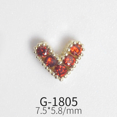 NZJ042 Colorful Zircon Gemstone Octagon Heart Diamond Alloy DIY Nail Art Charms for Nail Manicure Design