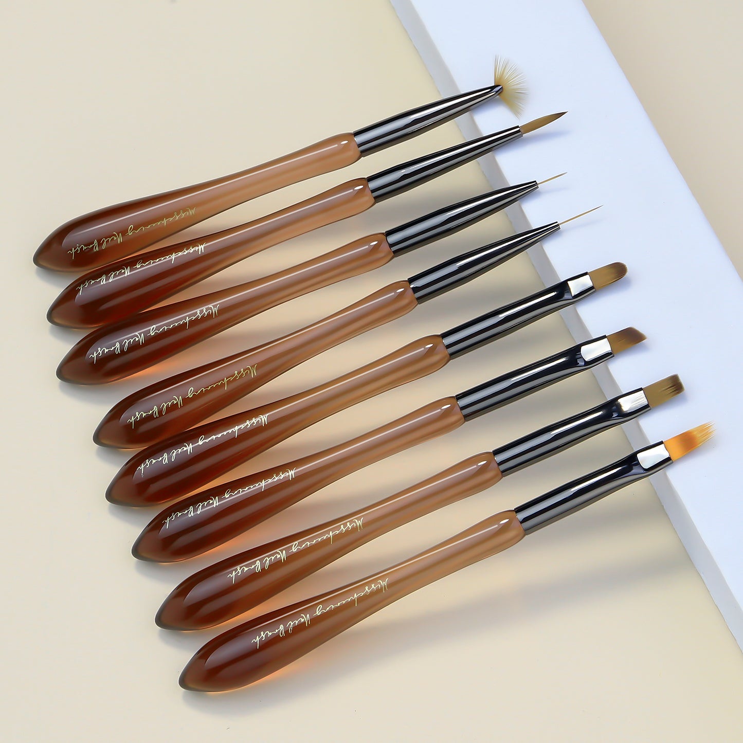 NBR045 Japanese New acrylic translucent coffee color gourd nail brush 8 styles painting smudge carving pen