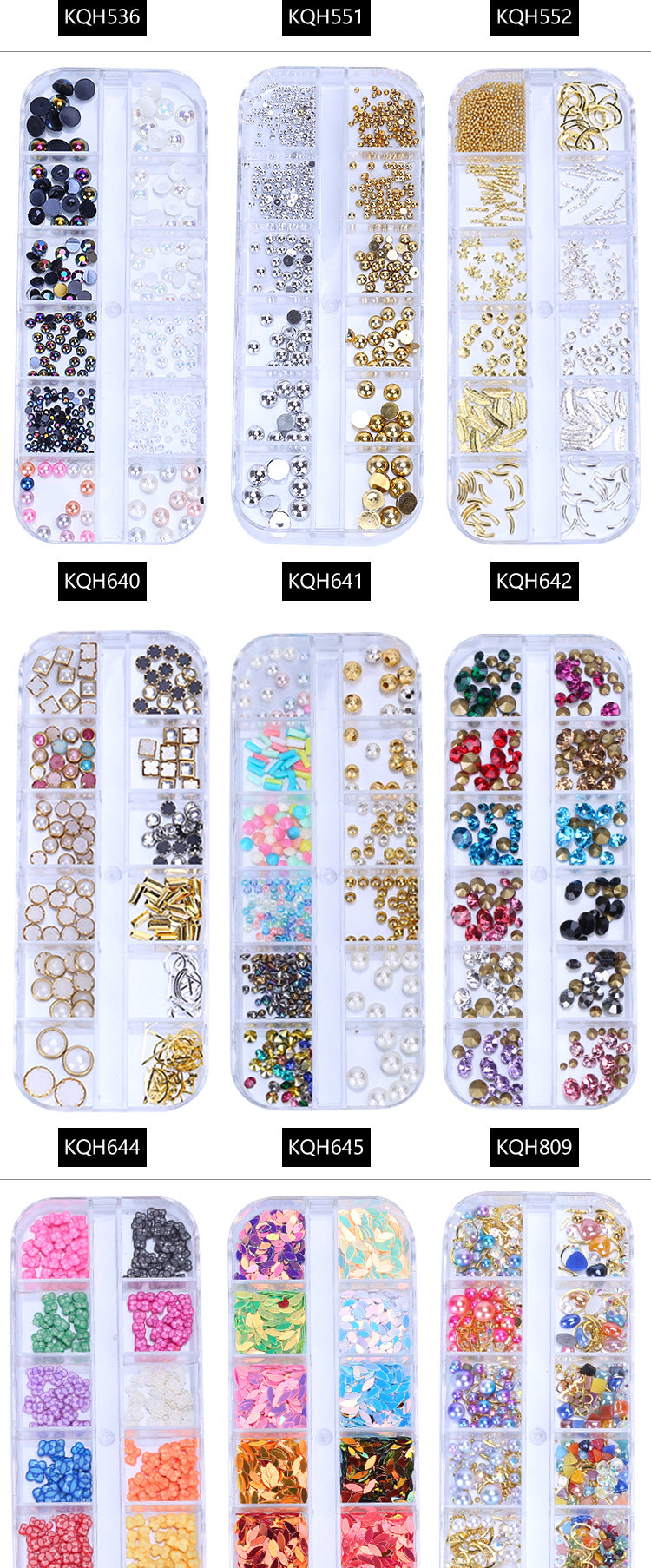 NRS021 ForLife Mixed nail art decals diamond jewelry crystal nails art rhinestone designs 3d shinny nail decorations