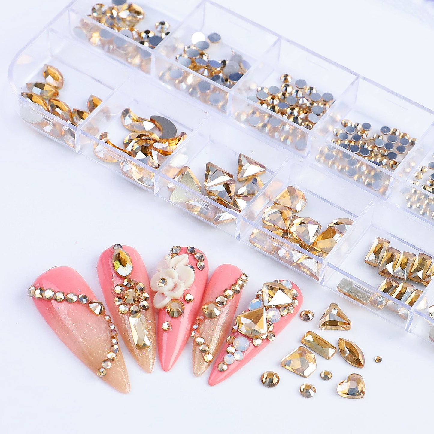 NRS027 ForLife Flat Bottom Glass Nail Rhinestones Decorations Crystal 3d Nail Art Accessories Shaped rhinestones