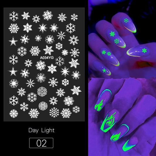 NS5D023  ForLife Halloween fluorescence  butterfly snow flame Nail Sticker Reflections Self-Adhesive Foils DIY Nail Art