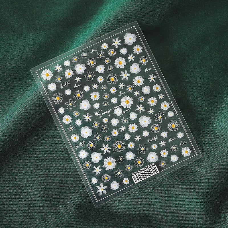 NS5D002 High quality 5D nail stickers Christmas flowers nail stickers decorations simple flower lines 3d