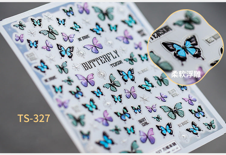 NS5D001 New Summer Nail Leave 5D Nail Sticker Adhesive Decal Summer Drinking Fruit Slider Laser Nail Art Decoration Manicure Wrap 3D