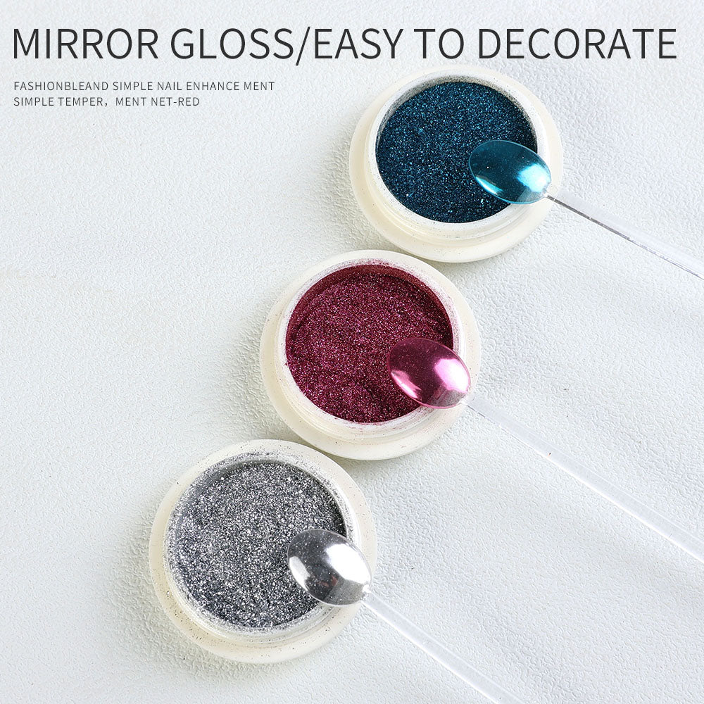 FNP001 Wholesale High Quality 6pcs/box Highlight Magic Mirror Powder Press On Nail For Fashionable Nail Decoration