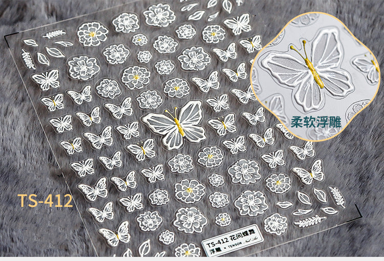 NS5D001 New Summer Nail Leave 5D Nail Sticker Adhesive Decal Summer Drinking Fruit Slider Laser Nail Art Decoration Manicure Wrap 3D