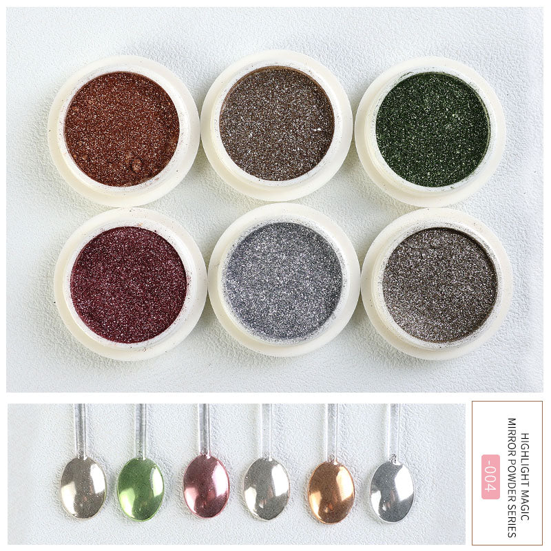 FNP001 Wholesale High Quality 6pcs/box Highlight Magic Mirror Powder Press On Nail For Fashionable Nail Decoration