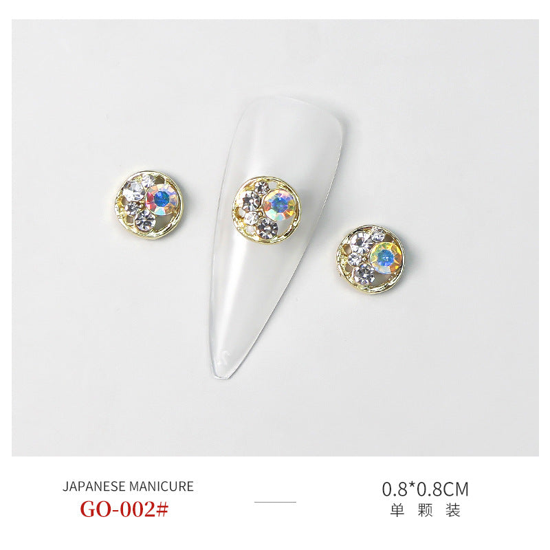 NZJ069 3D Designer Luxury Zircon Crystal Rhinestone Nail Charms Kawaii Gold Metal Alloy Charms for Nail Jewelry