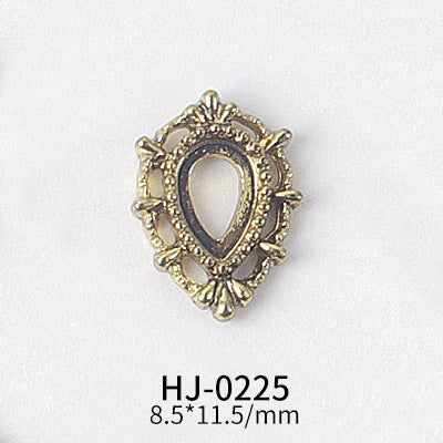 NZJ044 Gold Heart Rectangle Waterdrop Metal Frame with Rainbow Shell Nail Alloy Art Charms Deco Nail Stickers Decals Tools