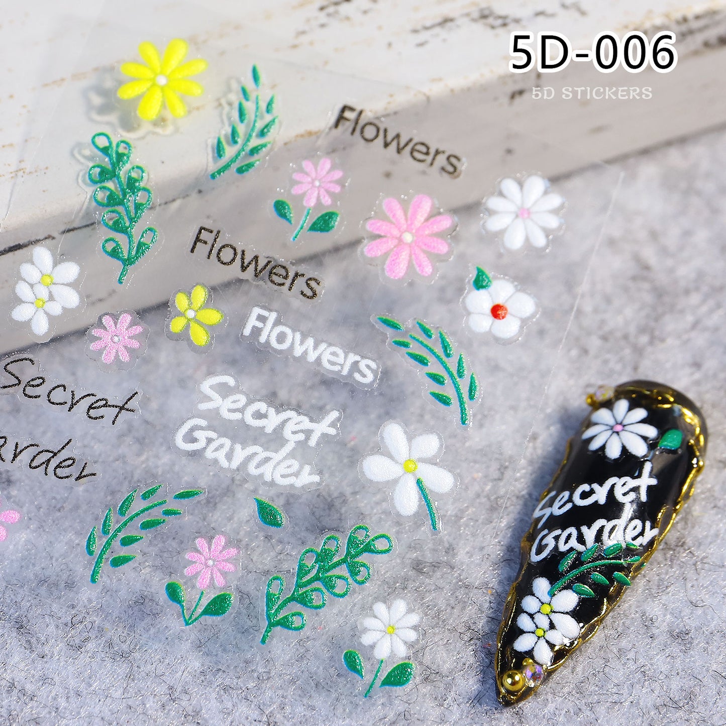 NS5D004  Nail Sticker 5D Embossed Flower Cartoon Donut Butterfly Love Series Nail Sticker 3D