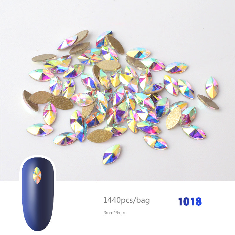 NRS019 Crystal AB 3D Nail Art Rhinestones Gem 1440pcs/bag Flatback Stones DIY Decorations Manicure Diamond Jewelry Different Shapes